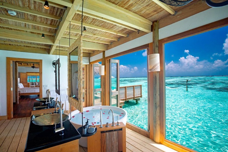 villa sur pilotis aux Maldives