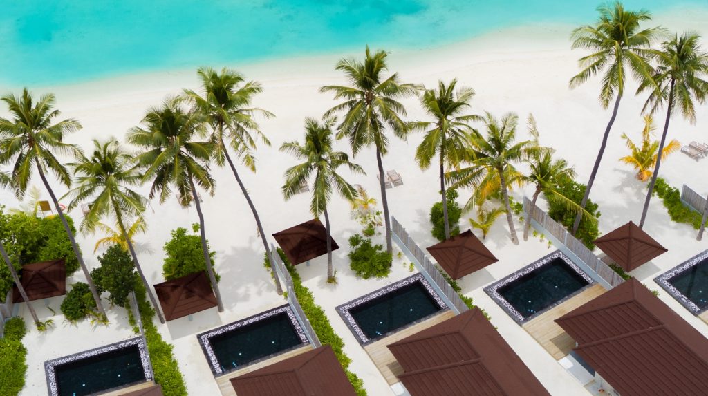 Sun Siyam Olhuvelis senaste retreater vid stranden på Dream Island