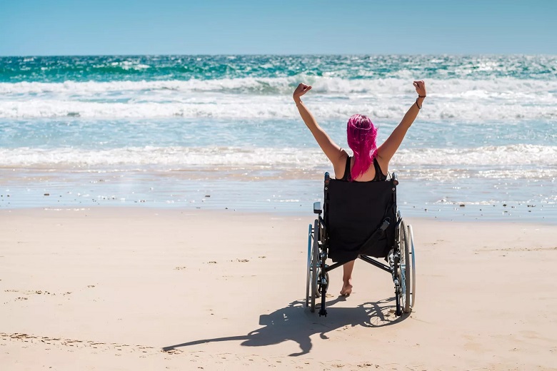 Wheelchair at a beach